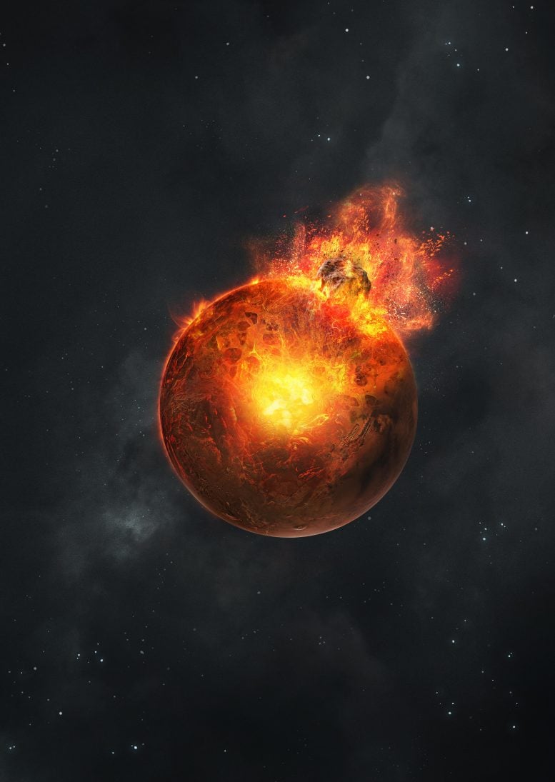 Artist’s Illustration of Mars Struck by a Large Impactor