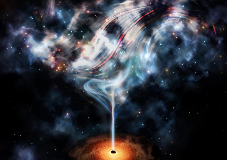 Artist's Impression of a Supermassive Black Hole Jet