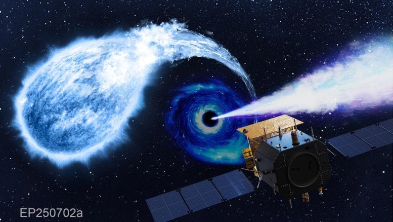 Artist’s Impression of the Einstein Probe Satellite and Black Hole