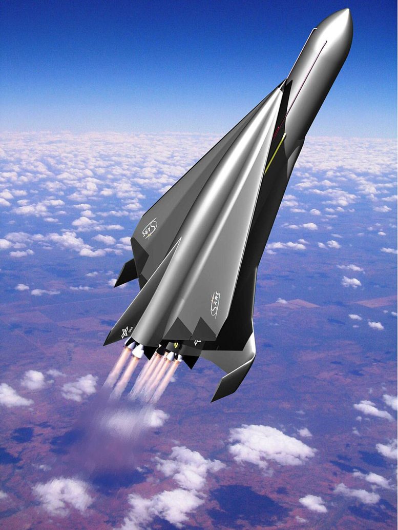 Artist&rsquo;s Impression of the SpaceLiner Full Configuration During the Ascent Phase