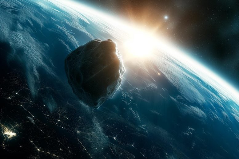 Asteroid above Earth art