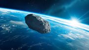 Asteroid Above Earth Art Concept
