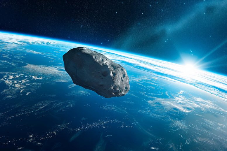 Asteroid Above Earth Art Concept