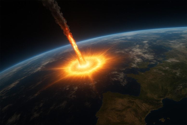 Asteroid Impact Earth Art Concept