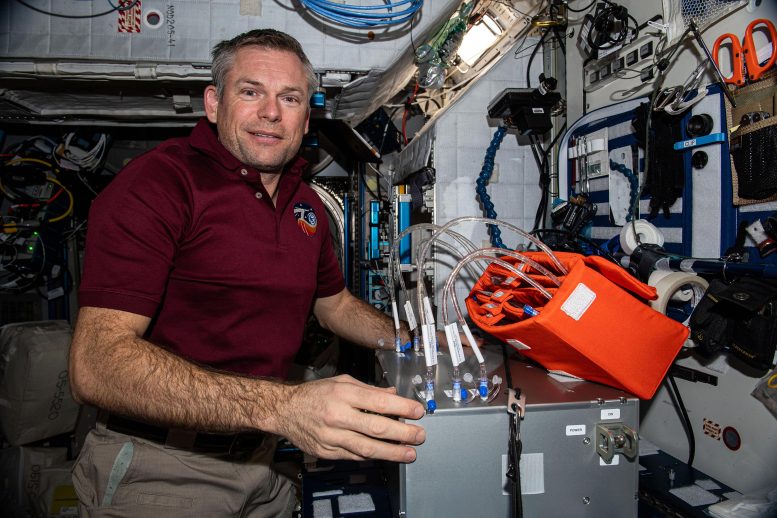 Astronaut Andreas Mogensen Works on the Aquamembrane-3 Technology Demonstration
