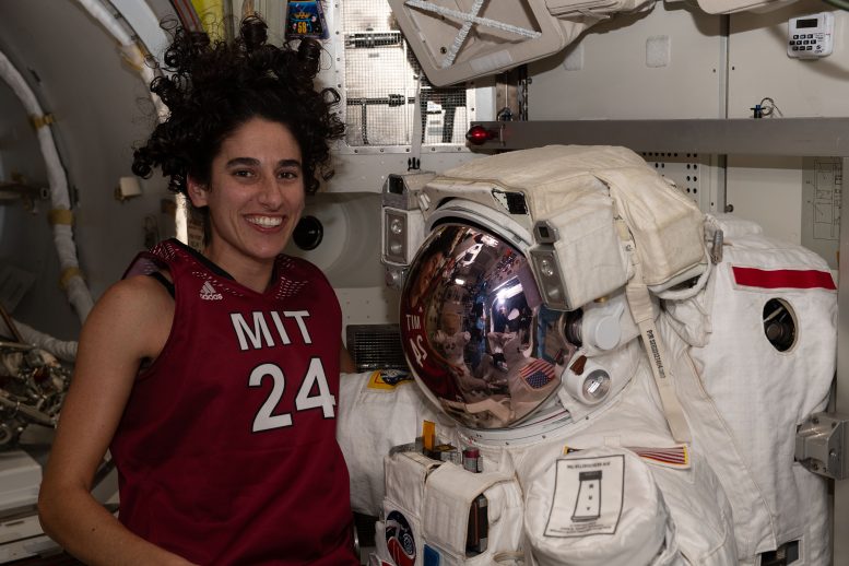 Astronaut Jasmin Moghbeli Poses With Spacesuit