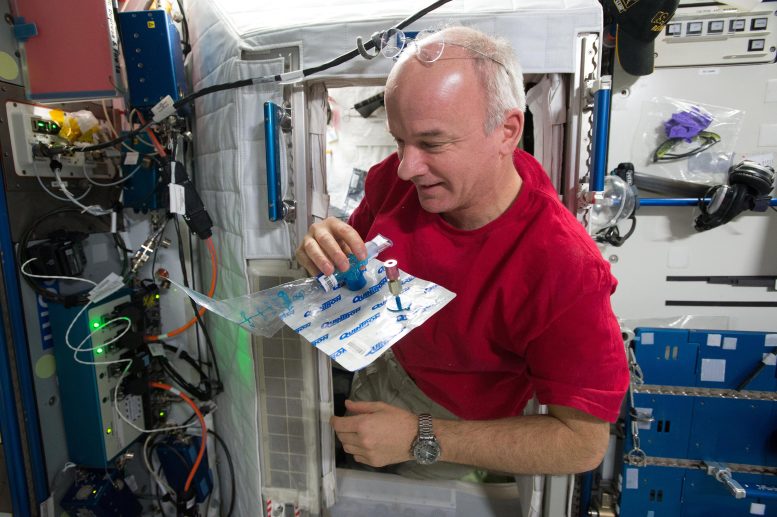 Astronaut Jeff Williams Collects Breath Sample