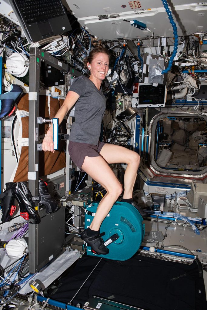 Astronaut Loral O’Hara Pedals Exercise Cycle