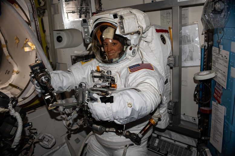 Astronaut Loral O’Hara Tries On Her Spacesuit