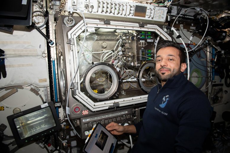 Astronaut Sultan Alneyadi Sets Up Physics Research Hardware