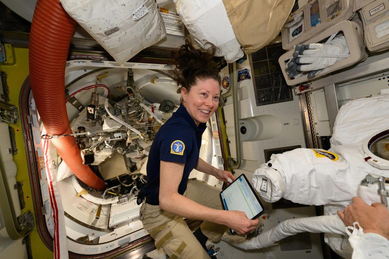 Astronaut Tracy C. Dyson Works Inside the Quest Airlock