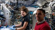 Astronauts Kayla Barron and Raja Chari Harvest Cotton Cell Samples