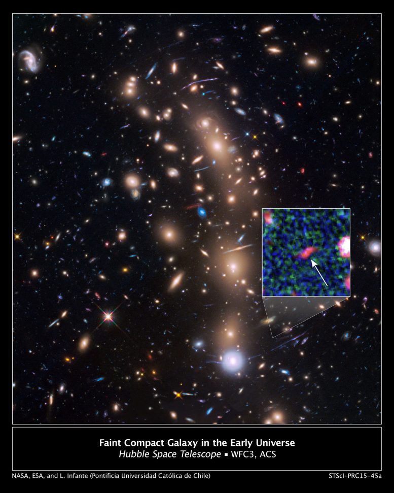 Astronomers Reveal Faint Compact Galaxy in the Early Universe