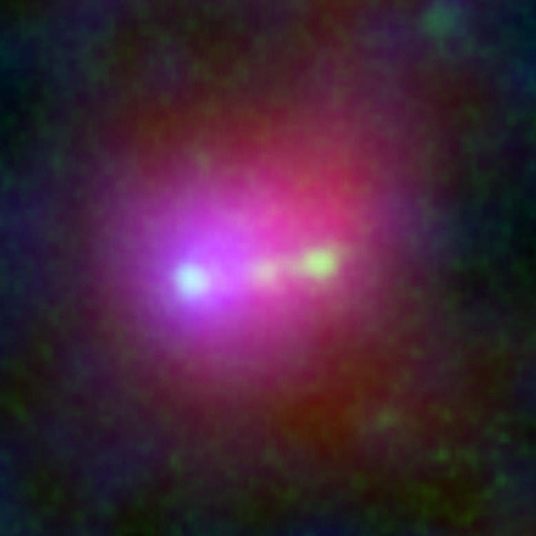 Astronomers View the Merger of Three Young Galaxies
