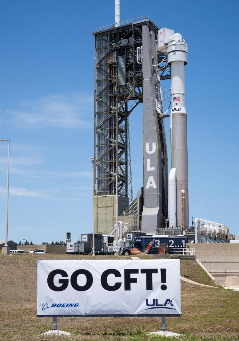 Atlas V Rocket With Boeing’s Starliner Spacecraft Aboard on the Launch Pad