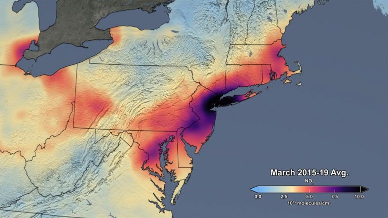 Atmospheric Nitrogen Dioxide March 2015 2019