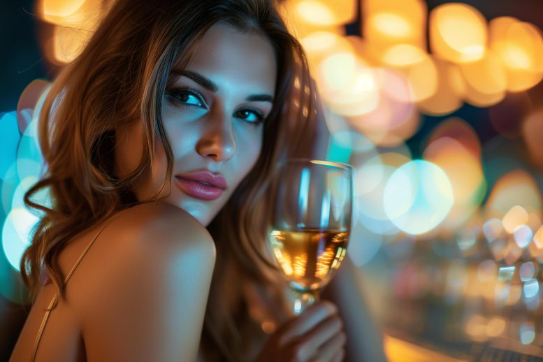 Attractive Woman Glass of Wine