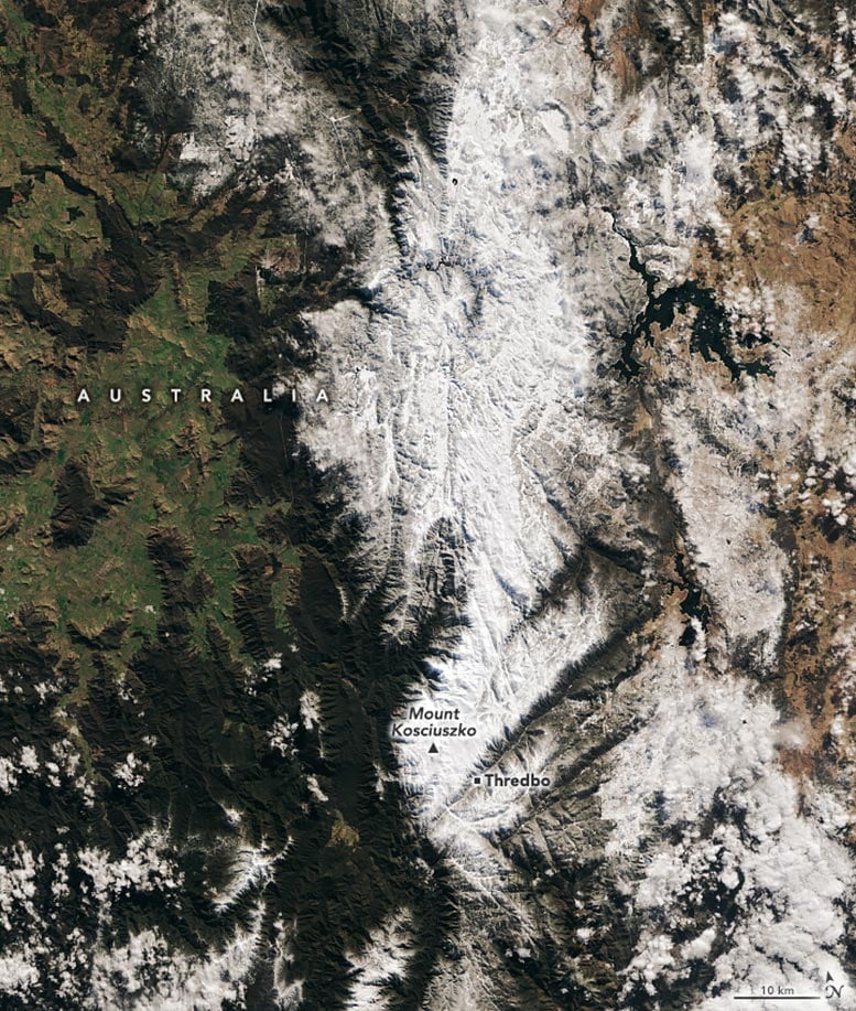 Australia Snowy Mountains, lipiec 2024 r., z adnotacją