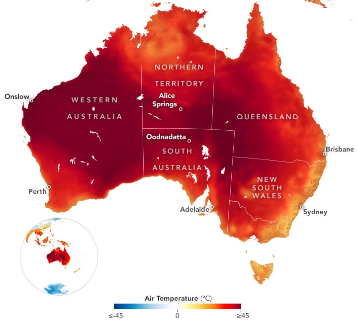 Australia Temperature January 2022 Annotated