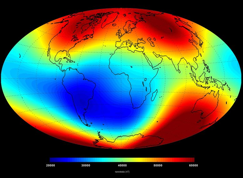 Average Strength of Earth’s Magnetic Field at the Surface