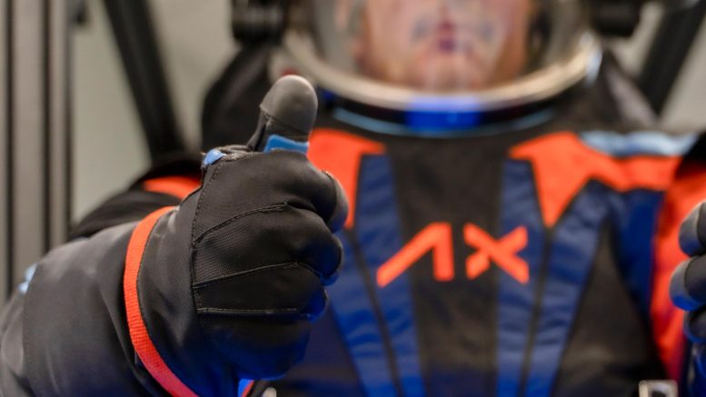 Axiom AxEMU Spacesuit Thumbs Up