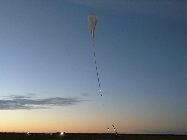Balloon Carrying the Gondola With the Telescope Takes Off