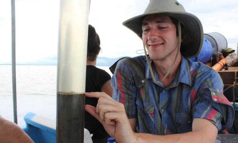 Benjamin Gwinneth Examining Lake Sediment Core