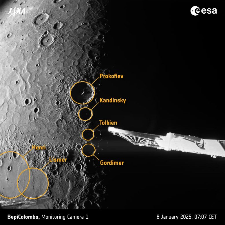 BepiColombo Mercury Shadowy North Pole Annotated