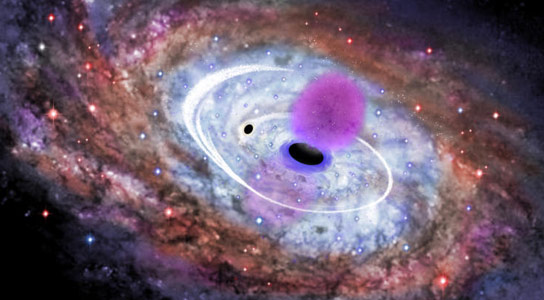 Black Hole Collision May Have Triggered Starforming and Accretion-Powered Activity