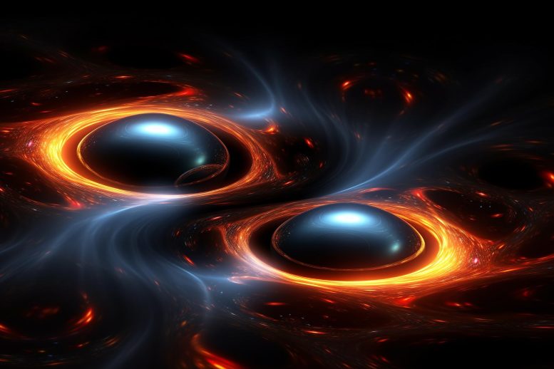 Black Hole Merger Gravitational Waves Concept Illustration