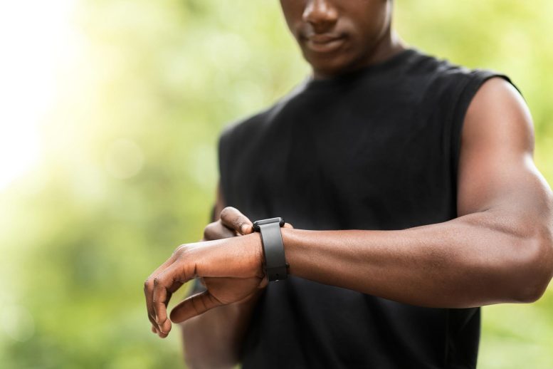 Black Man Sports Smart Watch Fitness Tracker