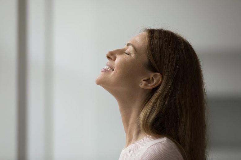 Blissful Woman Happy Smiling Satisfied Relaxed