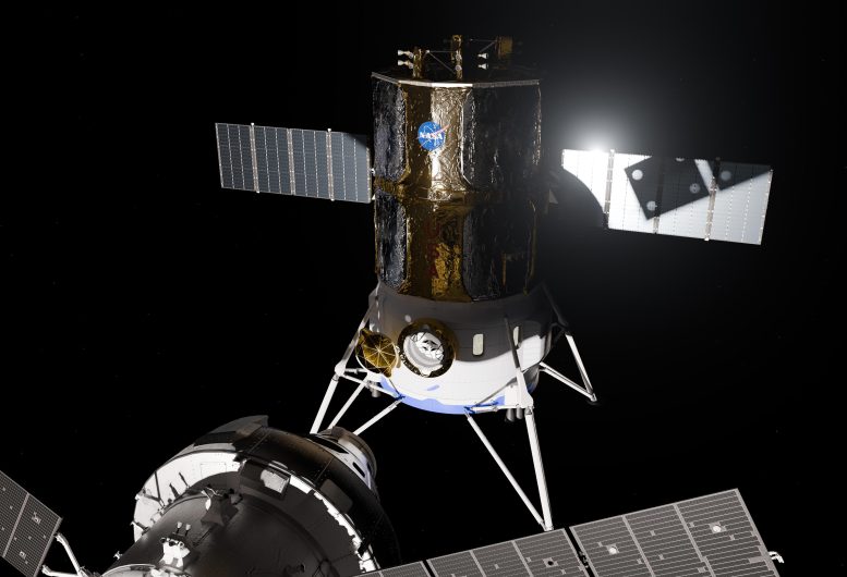 Blue Origin Blue Moon Mark 2 Human Landing System Test Article Docked With Orion