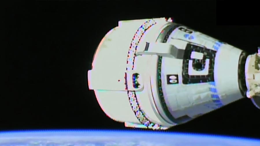 Boeing Starliner Crew Ship moments after docking with the ISS