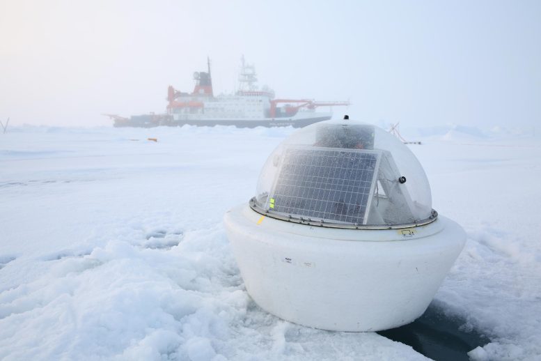 Installation de bouées sur la banquise de l'océan Arctique central