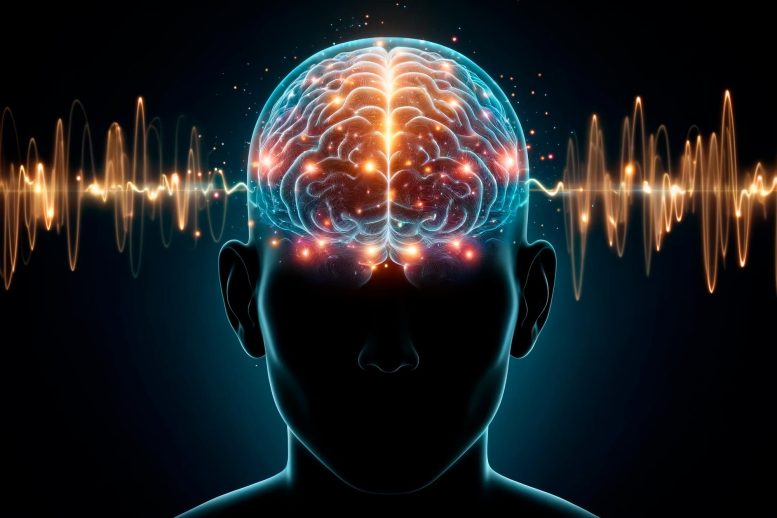 Brain Waves Signals Circuits Art Concept Illustration