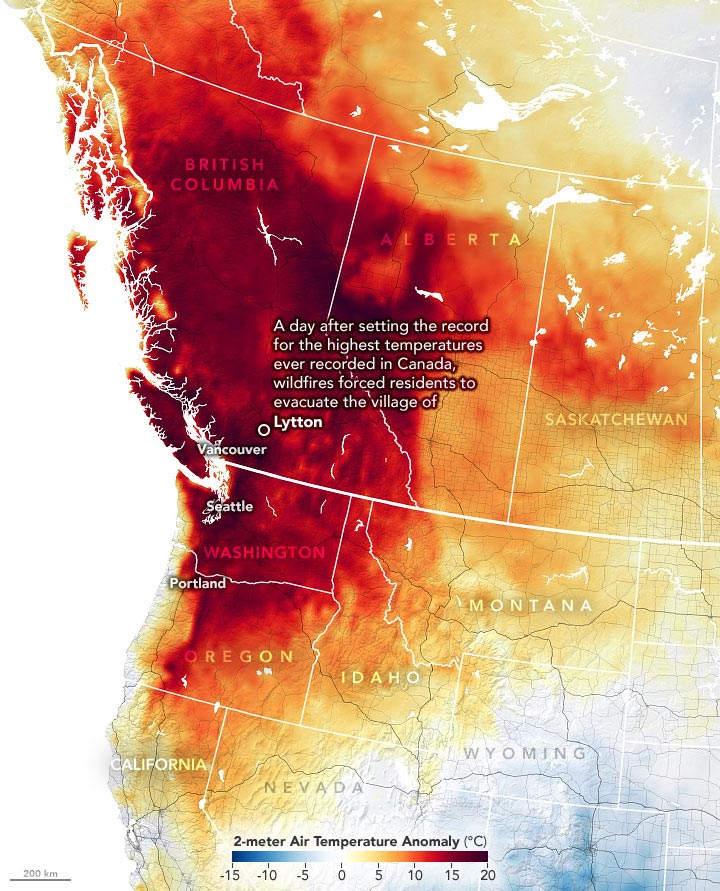 British Columbia Air Temperature Anomaly June 2021