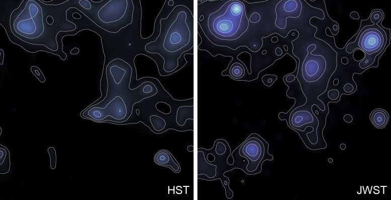 COSMOS Dark Matter Distribution Contours Hubble Webb