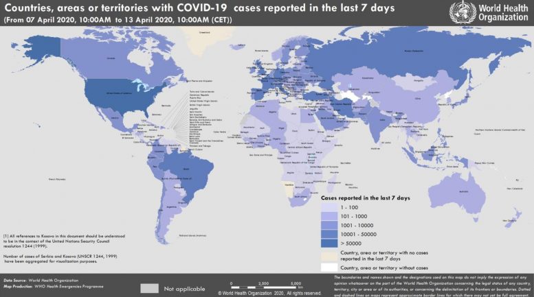 COVID-19 Coronavirus Map April 13