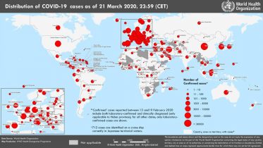 COVID-19 Coronavirus Map March 22