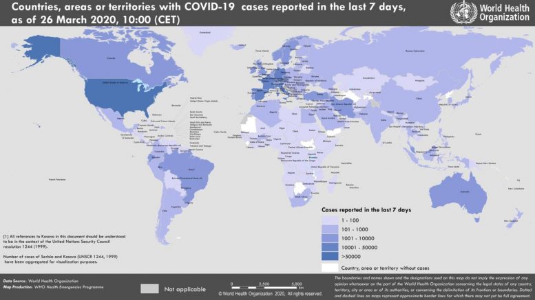 COVID-19 Coronavirus Map March 26