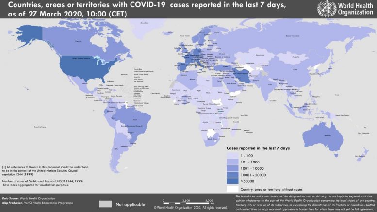 COVID-19 Coronavirus Map March 27