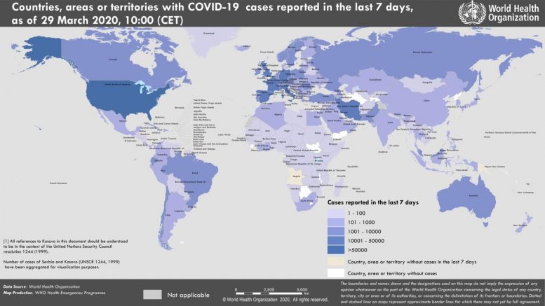 COVID-19 Coronavirus Map March 29