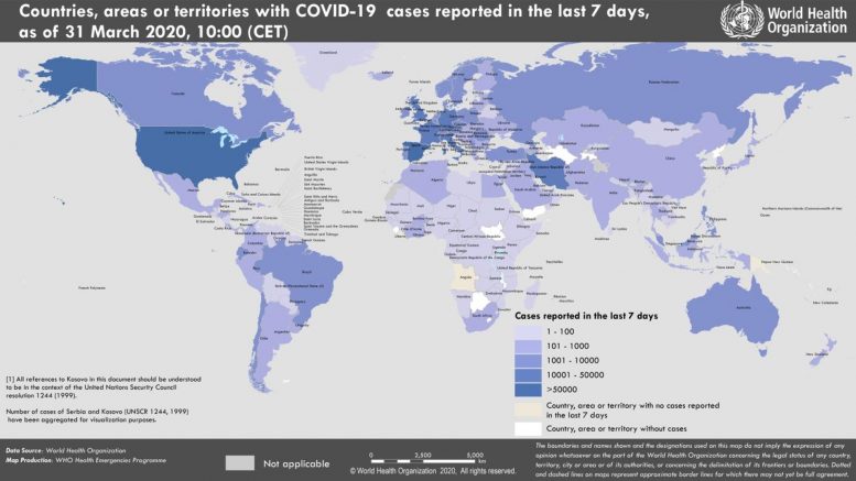 COVID-19 Coronavirus Map March 31