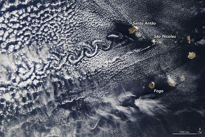 Cabo Verde Islands von Karman Vortices Annotated
