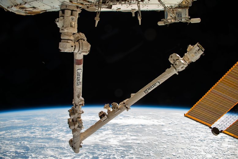 Canadarm2 Robotic Arm Extends From the Space Station