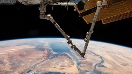 Canadarm2 Robotic Arm Extends From the Space Station Above Turkey