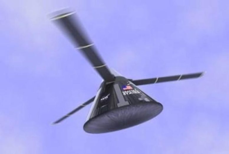 Capsule Flying Back to Earth With Rotor Blade System
