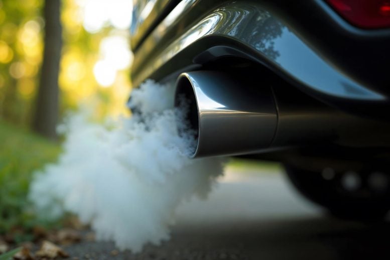 Car Exhaust Pipe Emitting Smoke