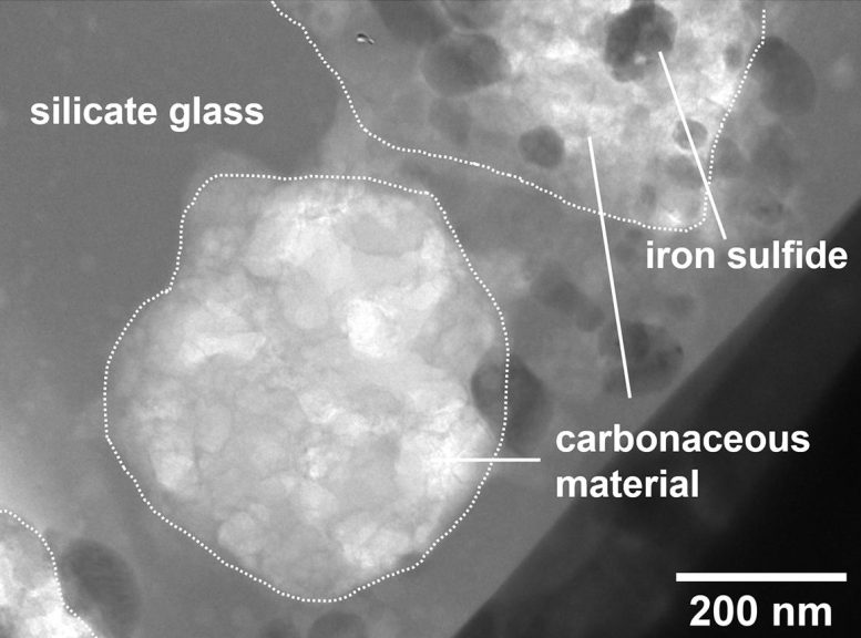 Carbonaceous Material Found in the Melt Splash